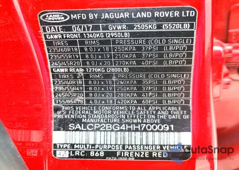 2017 Land Rover Discovery Sport Se z USA, uszkodzony, nr VIN SALCP2BG4HH700091